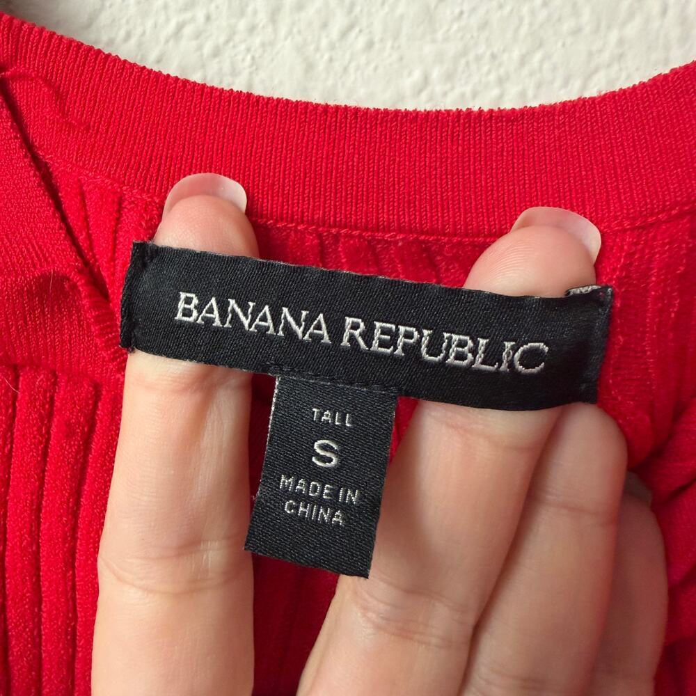 Banana Republic Red Ribbed Knit A-Line Midi Dress Size S - Picture 4 of 6